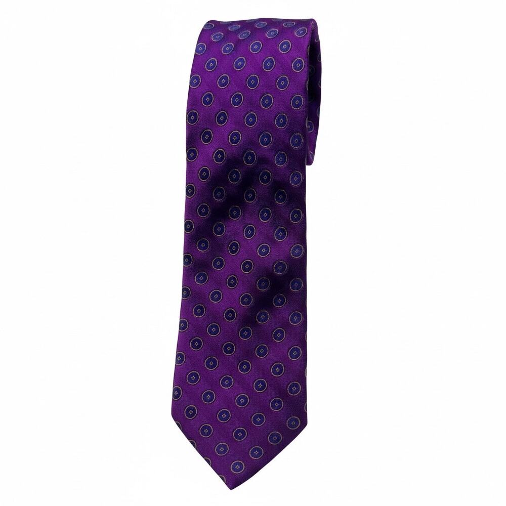 Ted Baker London Men's Tie Purple Blue Geometric 100% Italian Silk‎